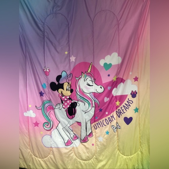 Disney Junior Minnie Mouse Unicorn Dreams Twin Comforter And Flat Sheet - Picture 1 of 5